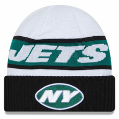 New York Jets New Era 2023 Sideline Tech Cuffed Knit Hat - White/Black online