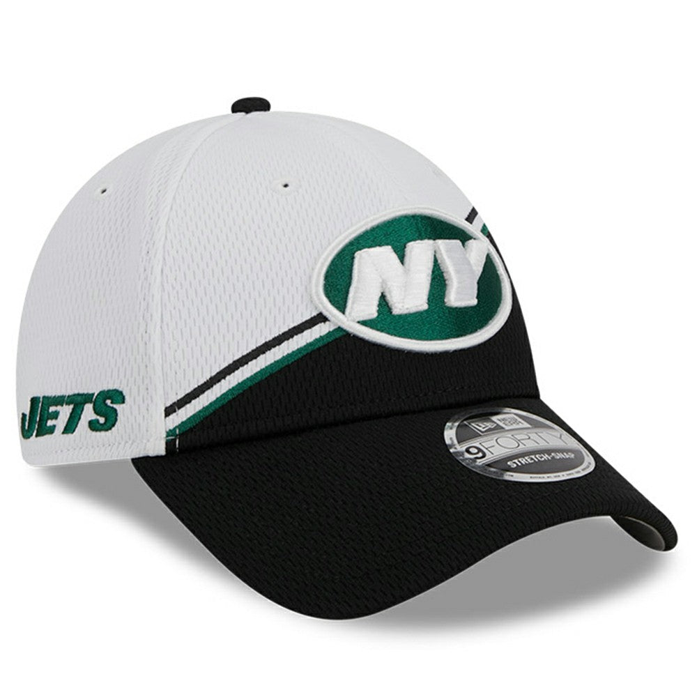 New York Jets New Era 2023 Sideline 9FORTY Adjustable Hat - White/Black on sale