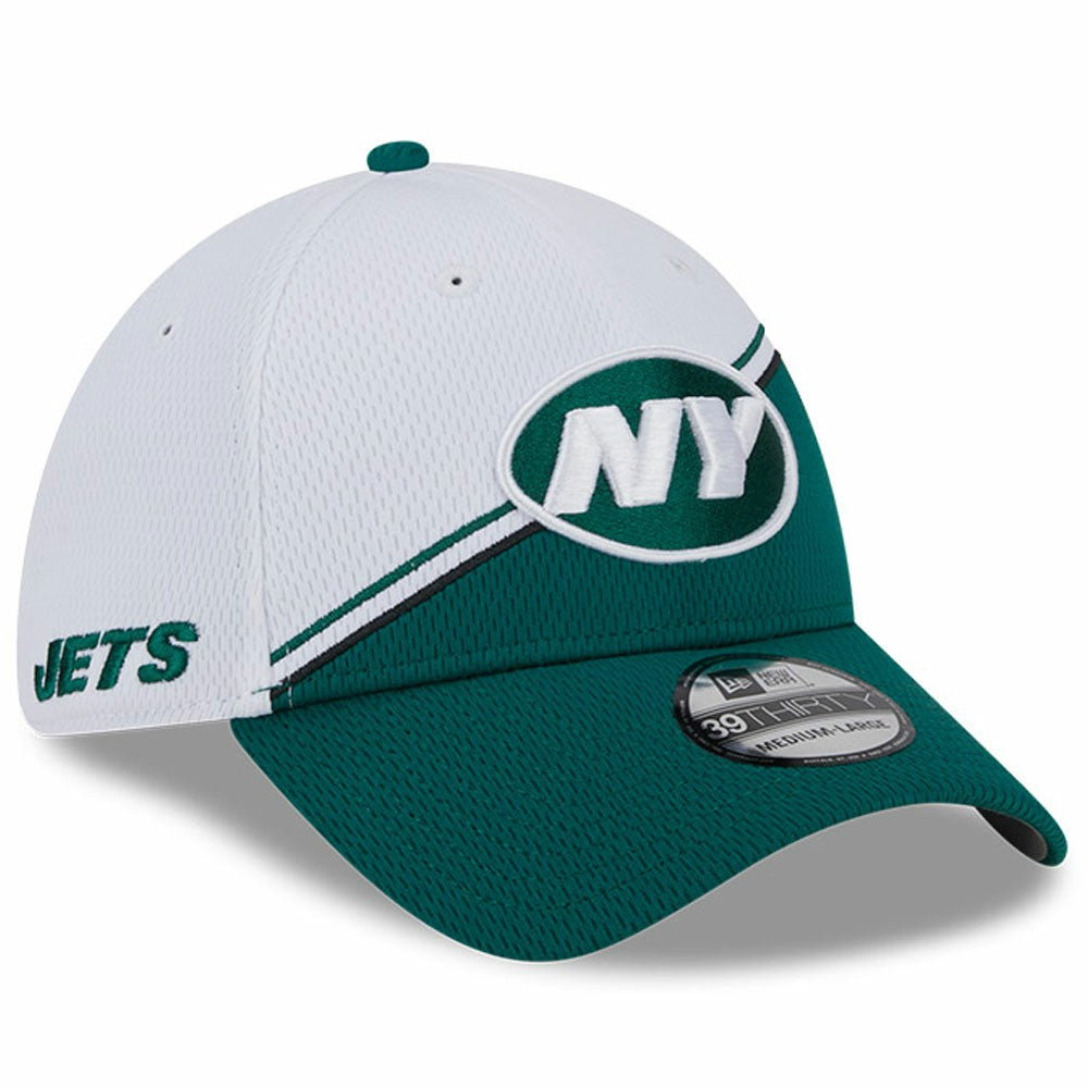 New York Jets New Era 2023 Sideline 39THIRTY Flex Hat - White/Green on sale