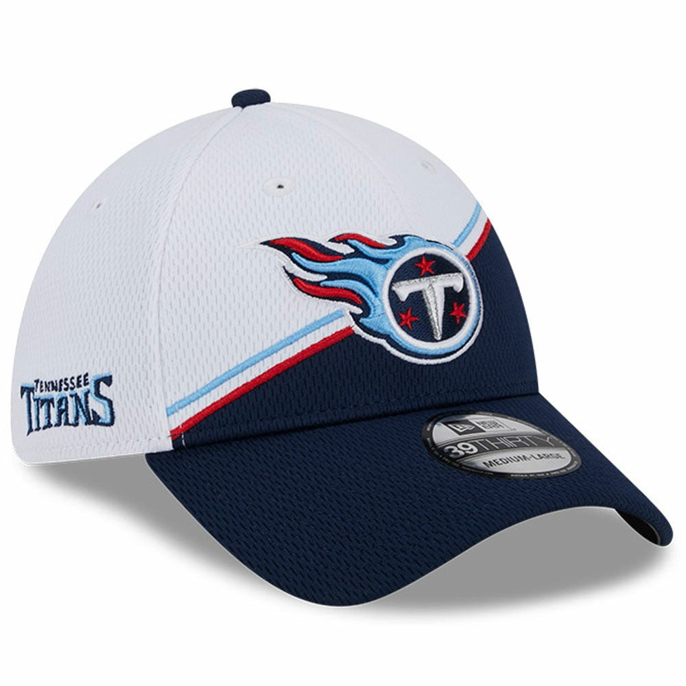 Tennessee Titans New Era 2023 Sideline 39THIRTY Flex Hat - White/Navy for sale