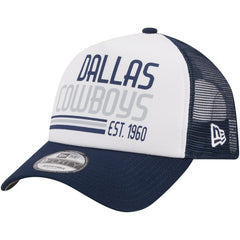 Dallas Cowboys New Era Stacked A-Frame Trucker 9FORTY Adjustable Hat - White/Navy sale