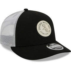 Chicago White Sox Circle Trucker Low Profile 9FIFTY Snapback Hat - Black | New Era