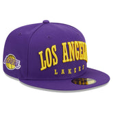 Los Angeles Lakers Big Arch Text 59FIFTY Fitted Hat - Purple | New Era on sale
