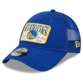 Golden State Warriors Plate Oversized Patch Trucker 9FORTY Adjustable Hat sale - Royal | New Era outlet