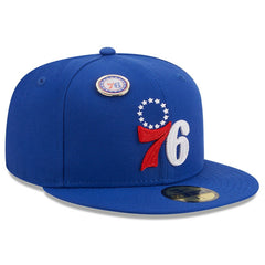 Philadelphia 76ers Chainstitch Logo Pin 59FIFTY Fitted Hat - Royal | New Era on sale