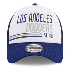 Los Angeles Dodgers Stacked A-Frame Trucker 9FORTY Adjustable Hat - White/Royal | New Era