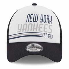 New York Yankees Stacked A-Frame Trucker 9FORTY Adjustable Hat - White/Navy | New Era