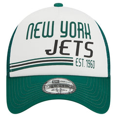New York Jets New Era Stacked A-Frame Trucker 9FORTY Adjustable Hat - White/Green discount