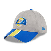 Los Angeles Rams New Era Striped 39THIRTY Flex Hat - Heather Gray/Royal discount