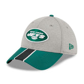 New York Jets New Era Striped 39THIRTY Flex Hat - Heather Gray/Green discount