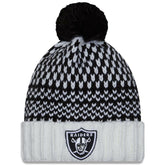 Las Vegas Raiders New Era Women's 2023 NFL Crucial Catch Cuffed Pom Knit Hat - Black/White outlet