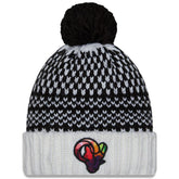 Los Angeles Rams New Era Women's 2023 NFL Crucial Catch Cuffed Pom Knit Hat - Black/White for sale