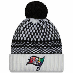 Tampa Bay Buccaneers New Era Women's 2023 NFL Crucial Catch Cuffed Pom Knit Hat - Black/White cheap