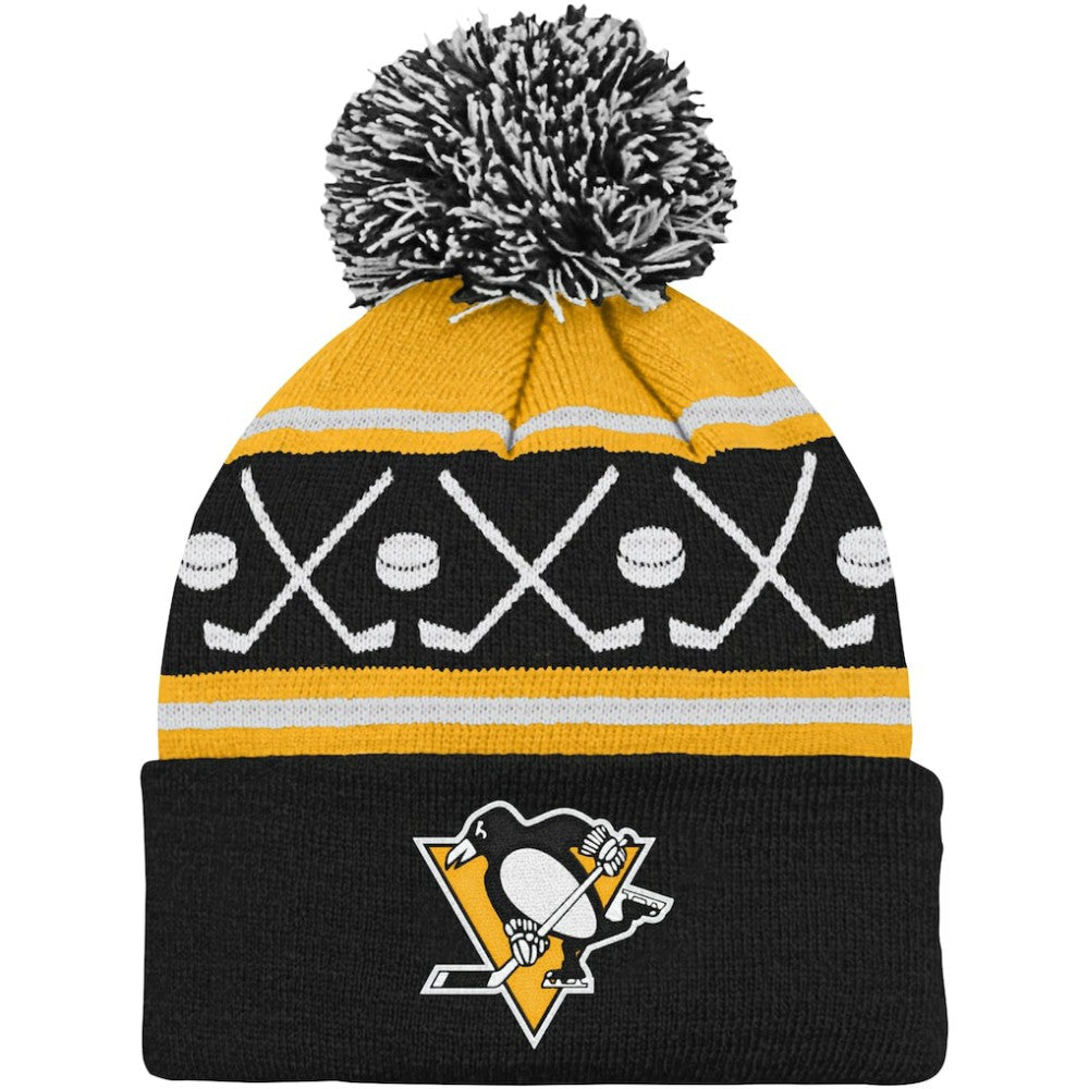Pittsburgh Penguins Preschool Faceoff Cuffed Knit Hat with Pom Black