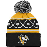 Pittsburgh Penguins Preschool Faceoff Cuffed Knit Hat with Pom Black