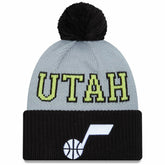 Utah Jazz Tip-Off Two-Tone Cuffed Knit Hat with Pom - Black/Gray | New Era on sale
