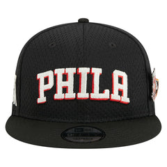 Philadelphia 76ers Post-Up Pin Mesh 9FIFTY Snapback Hat - Black | New Era sale