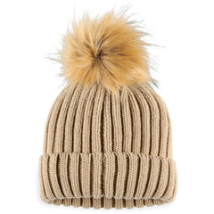Las Vegas Raiders WEAR by Erin Andrews Women's Neutral Cuffed Knit Hat with Pom - Natural on sale