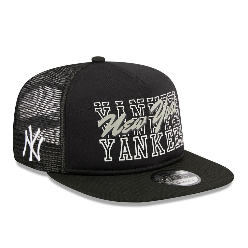 New York Yankees Street Team A-Frame Trucker 9FIFTY Snapback Hat - Black | New Era