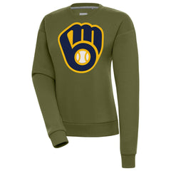 Milwaukee Brewers Antigua Women's Victory Pullover Sweatshirt - Olive