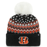 Cincinnati Bengals '47 Women's Elsa Cuffed Knit Hat with Pom - Black for sale