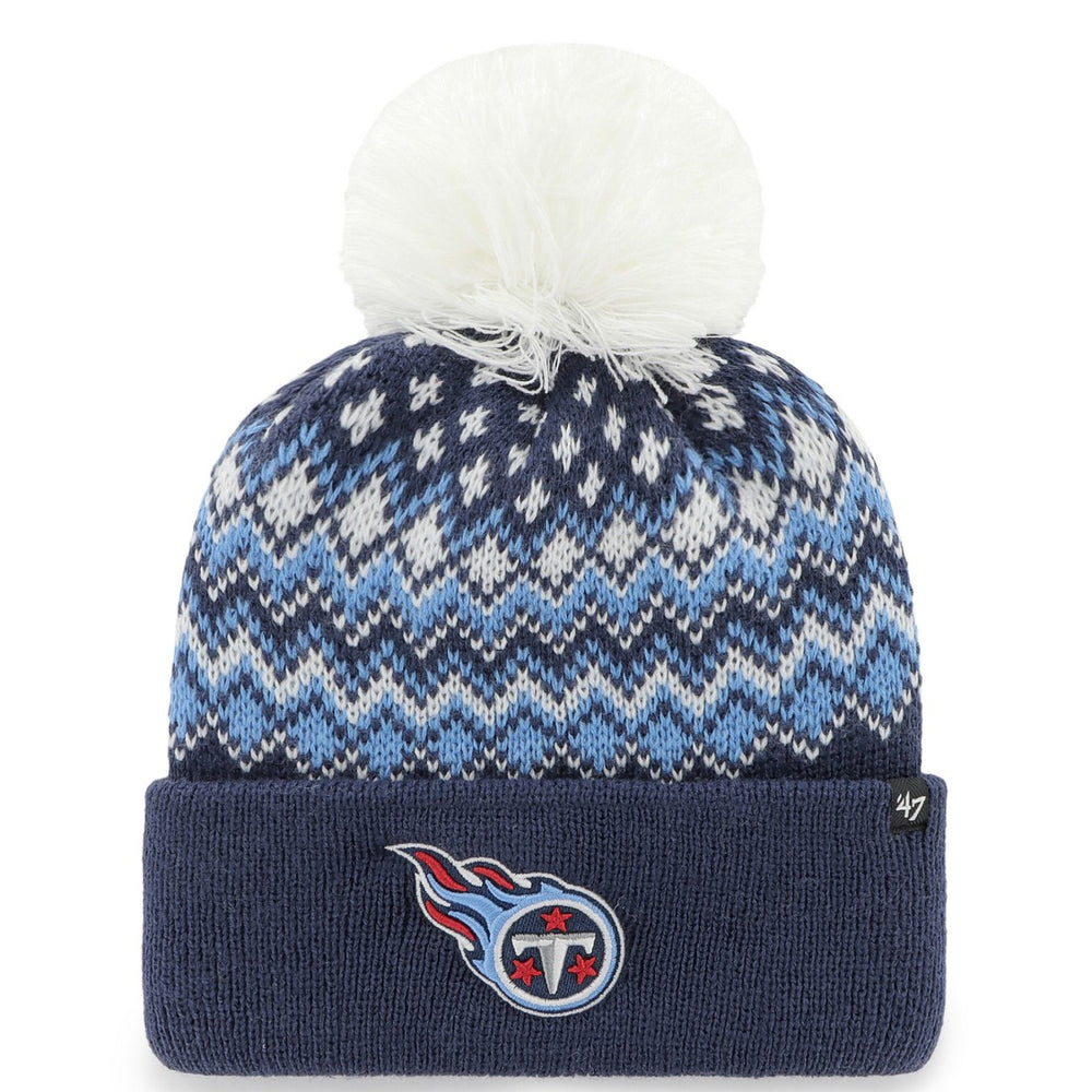 Tennessee Titans '47 Women's Elsa Cuffed Knit Hat with Pom - Navy sale