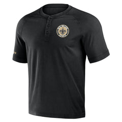 New Orleans Saints NFL x Darius Rucker Collection Washed Raglan Henley T-Shirt - Black on sale