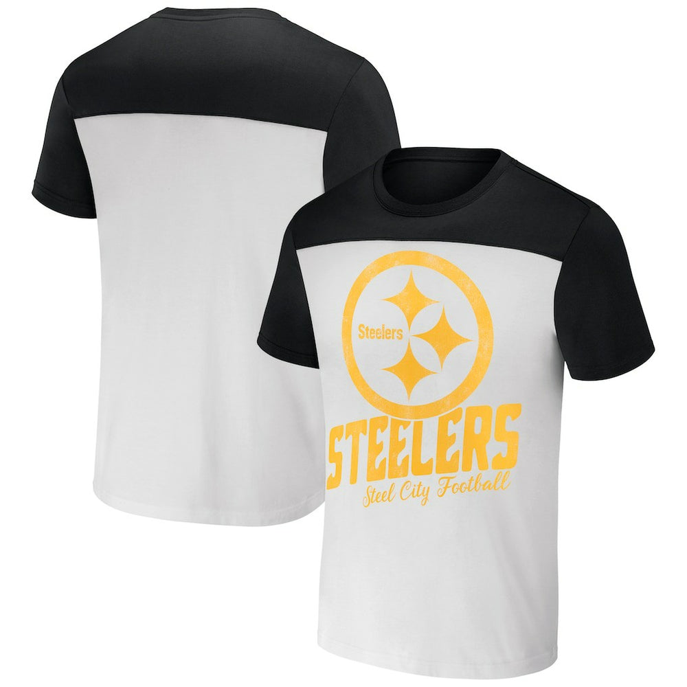 Pittsburgh Steelers NFL x Darius Rucker Collection Colorblocked T-Shirt - White/Black sale