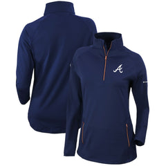 Atlanta Braves Women's Omni-Wick Outward Nine Quarter-Zip Pullover Top - Navy | Columbia