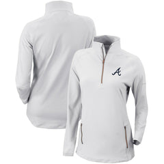 Atlanta Braves Women's Omni-Wick Outward Nine Quarter-Zip Pullover Top - White | Columbia