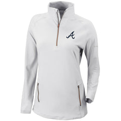 Atlanta Braves Women's Omni-Wick Outward Nine Quarter-Zip Pullover Top - White | Columbia