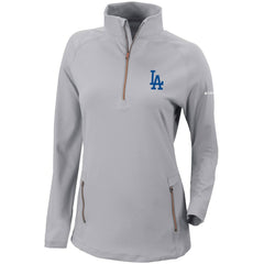 Los Angeles Dodgers Women's Omni-Wick Outward Nine Quarter-Zip Pullover Top - Gray | Columbia