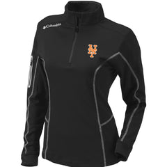 New York Mets Women's Omni-Wick Shotgun Quarter-Zip Pullover Top - Black | Columbia