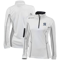 New York Yankees Women's Omni-Wick Shotgun Quarter-Zip Pullover Top - White | Columbia