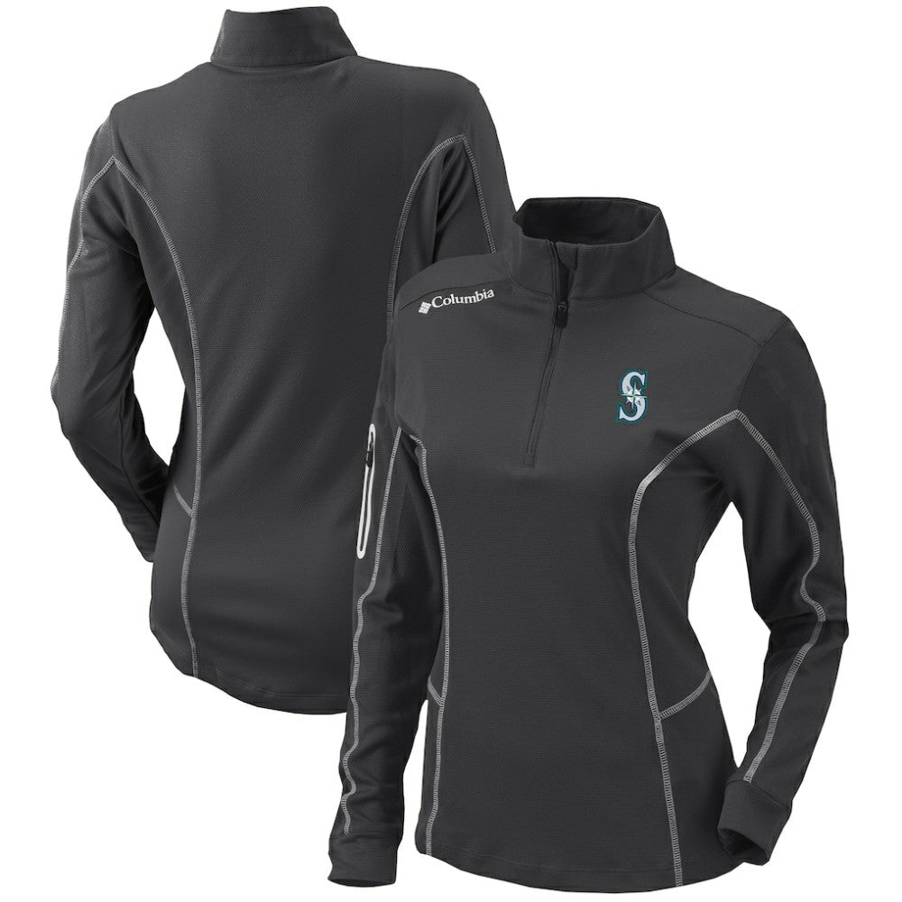 Seattle Mariners Women's Omni-Wick Shotgun Quarter-Zip Pullover Top - Charcoal | Columbia