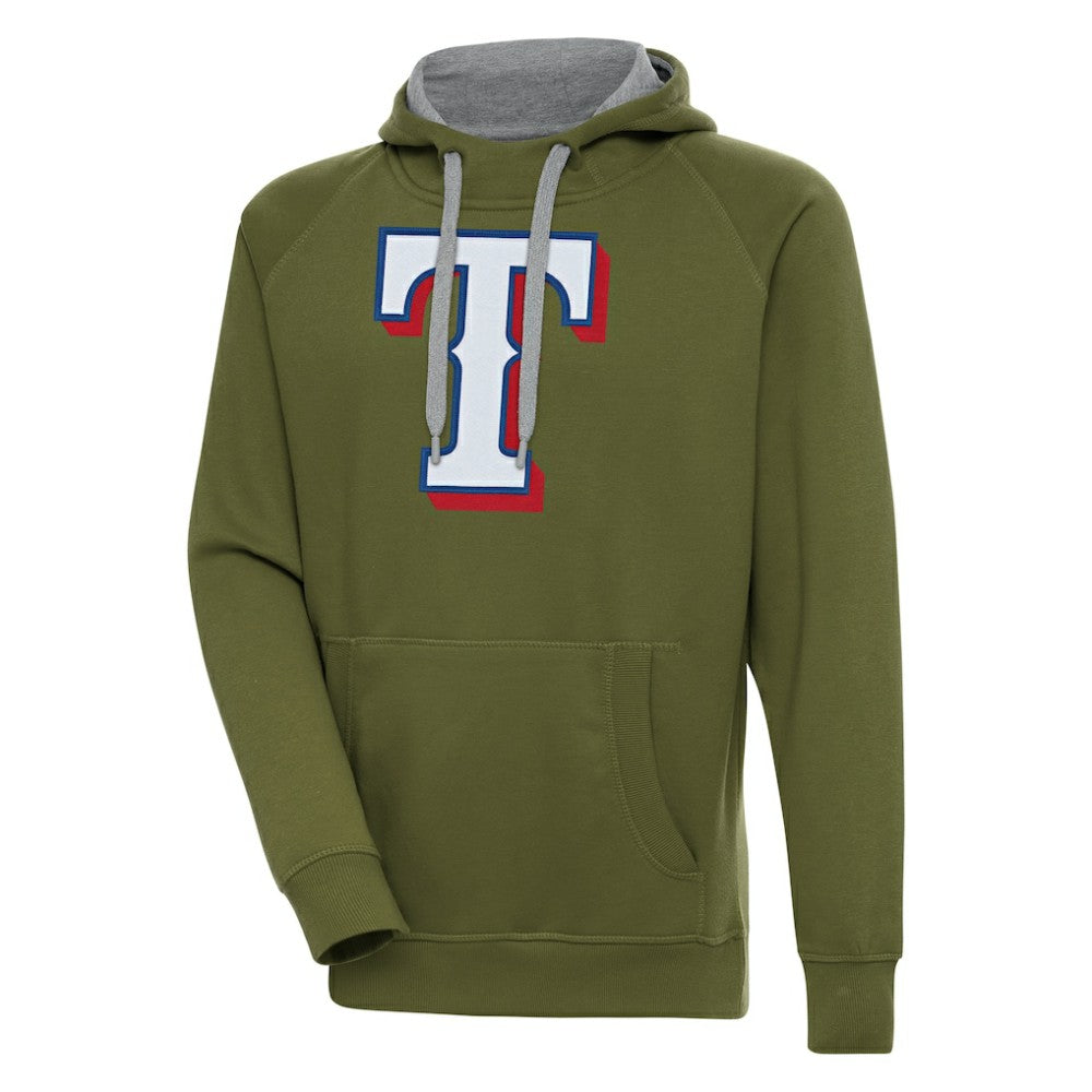 Texas Rangers Antigua Victory Pullover Hoodie - Olive
