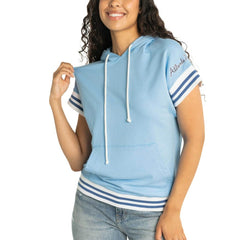 Atlanta Braves Lusso Women's Mabel Tri-Blend Short Sleeve Pullover Hoodie - Light Blue