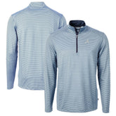 Atlanta Braves Cutter & Buck Virtue Eco Pique Micro Stripe Recycled Quarter-Zip Pullover Top - Light Blue/Navy