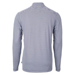 Atlanta Braves Cutter & Buck Virtue Eco Pique Micro Stripe Recycled Quarter-Zip Pullover Top - Navy/White