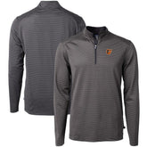 Baltimore Orioles Cutter & Buck Virtue Eco Pique Micro Stripe Recycled Quarter-Zip Pullover Top - Black/Gray