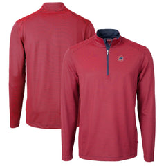 Chicago Cubs Cutter & Buck Virtue Eco Pique Micro Stripe Recycled Quarter-Zip Pullover Top - Red/Navy
