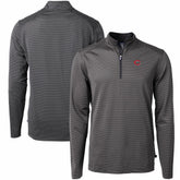 Cincinnati Reds Cutter & Buck Virtue Eco Pique Micro Stripe Recycled Quarter-Zip Pullover Top - Black/Gray
