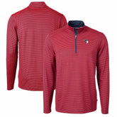 Cleveland Guardians Cutter & Buck Virtue Eco Pique Micro Stripe Recycled Quarter-Zip Pullover Top - Red/Navy