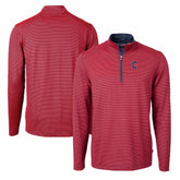 Cleveland Guardians Cutter & Buck Virtue Eco Pique Micro Stripe Recycled Quarter-Zip Pullover Top - Red/Navy