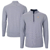 Houston Astros Cutter & Buck Virtue Eco Pique Micro Stripe Recycled Quarter-Zip Pullover Top - Navy/White