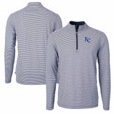 Kansas City Royals Cutter & Buck Virtue Eco Pique Micro Stripe Recycled Quarter-Zip Pullover Top - Navy/White