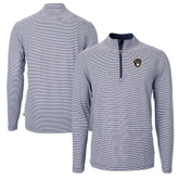 Milwaukee Brewers Cutter & Buck Virtue Eco Pique Micro Stripe Recycled Quarter-Zip Pullover Top - Navy/White