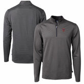 New York Mets Cutter & Buck Virtue Eco Pique Micro Stripe Recycled Quarter-Zip Pullover Top - Black/Gray