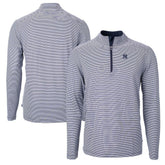 New York Yankees Cutter & Buck Virtue Eco Pique Micro Stripe Recycled Quarter-Zip Pullover Top - Navy/White