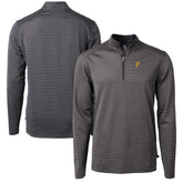 Pittsburgh Pirates Cutter & Buck Virtue Eco Pique Micro Stripe Recycled Quarter-Zip Pullover Top - Black/Gray